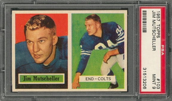 1957 Topps Football #103 Jim Mutscheller – PSA MINT 9 "1 of 1!"